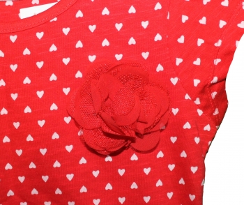 Jerseykleid mit Herzchen - Stoffblume