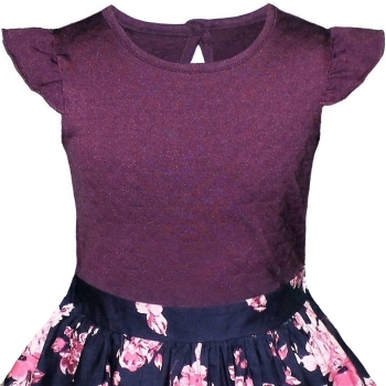 Kleid Purple mit Blumen - Strukturjersey